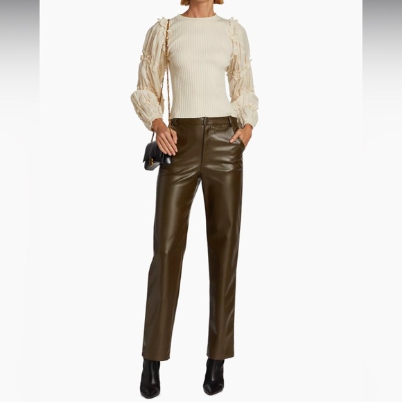 En Saison Lucille Mixed Media Ruffle Poplin Sleeve Blouse - Picture 4 of 16